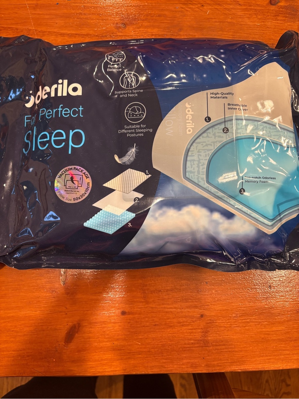 For Perfect Sleep Memory Foam Pillow white- Derila
